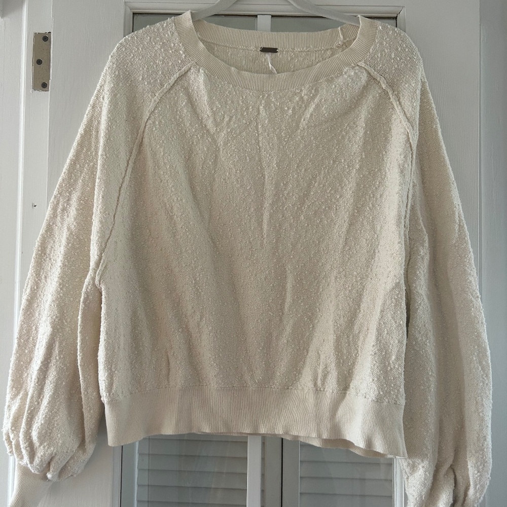 Free People Puff Sleeve Textured Sweater